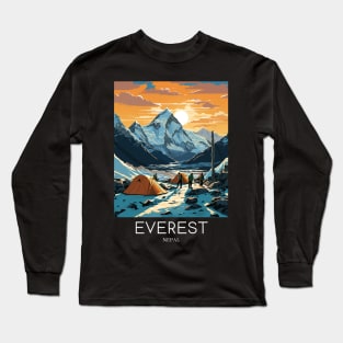 A Pop Art Travel Print of Mount Everest - Nepal Long Sleeve T-Shirt